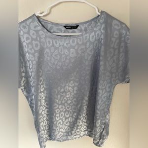 Shein Cheetah light blue silk blouse shirt